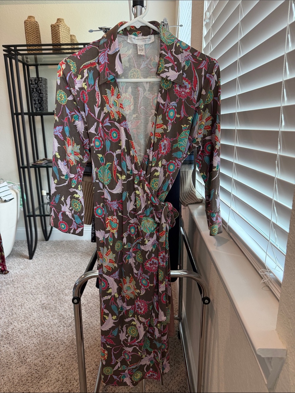 Diane Von Furstenberg Brown Floral Wrap Dress (Labeled Maternity)